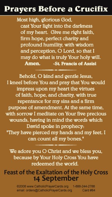 PRAYER BEFORE A CRUCIFIX PRAYER CARD
